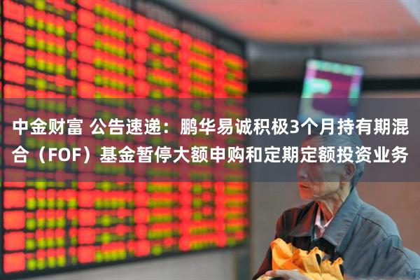 中金财富 公告速递：鹏华易诚积极3个月持有期混合（FOF）基金暂停大额申购和定期定额投资业务